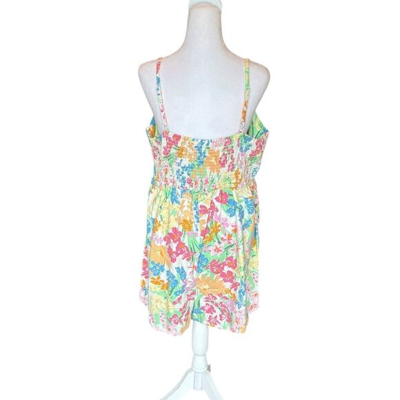 Old Navy Fit & Flare Cami Romper Floral Linen Blend Womens Size XL - Picture 3 of 12